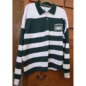 NWT GM Chevrolet Striped Polo Size XL Green White Rugby Cars Classic Moto